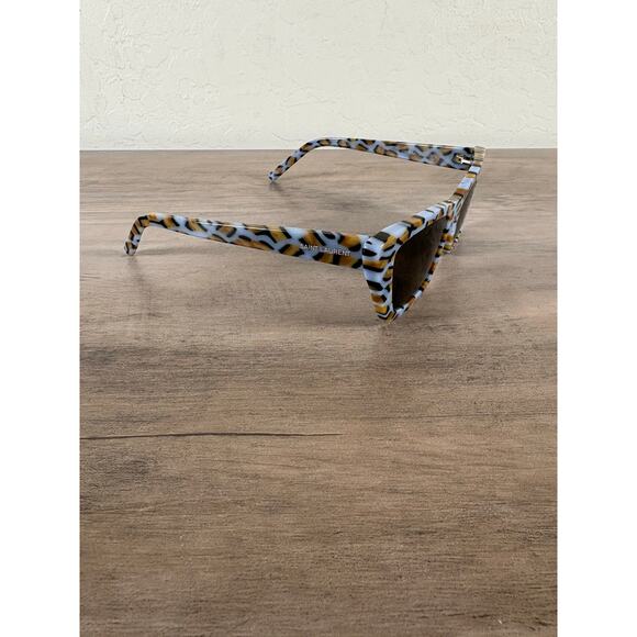 SAINT LAURENT 53MM Cat-Eye Sunglasses Blue Brown Gold- Case- Cloth- NEW - Picture 4 of 9